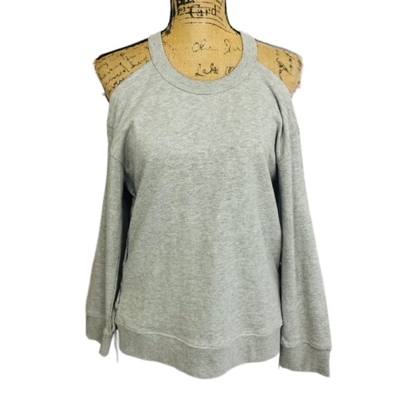 BOOHOO Lace Up Cold Shoulder Marled Sweatshirt NWT - Picture 10 of 15
